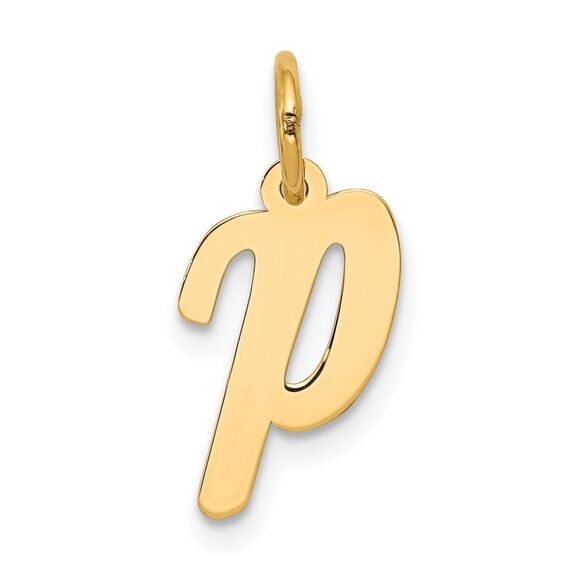 10k Yellow Gold Small Script Initial P Charm - Picture 1 of 4